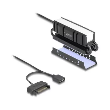 Radiator DELOCK 18460 do SSD M.2 2280 — aluminium/miedź, RGB 5V, czarny
