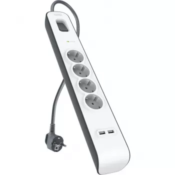 Listwa zasilająca Belkin 525J z 4 gniazdami Schuko i 2 portami USB-A, kabel 2 m