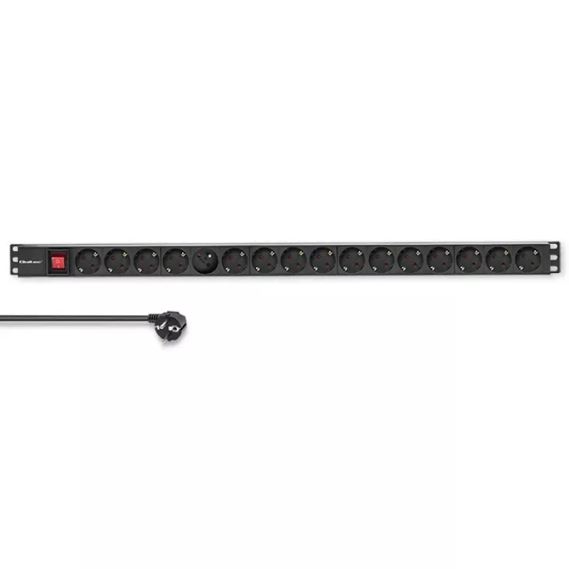Aluminiowa listwa zasilająca Qoltec do szafy RACK | 16A | 16 x Schuko | pionowa | 1,8 m