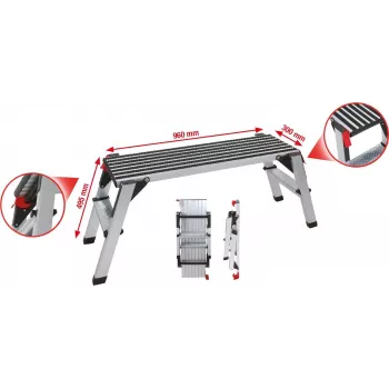 Podest bezpieczeństwa aluminiowy KS TOOLS 800.0960 1000×405×480 mm