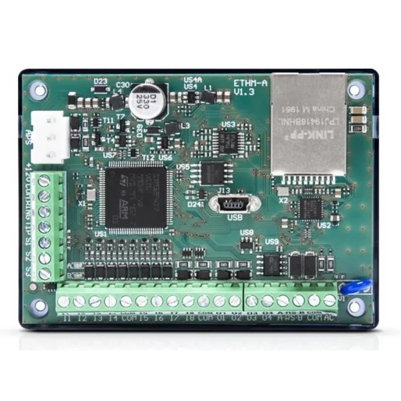 Moduł powiadomień SATEL ETHM-A do systemów alarmowych, 12 V, 80 mA, 83×26×60 mm
