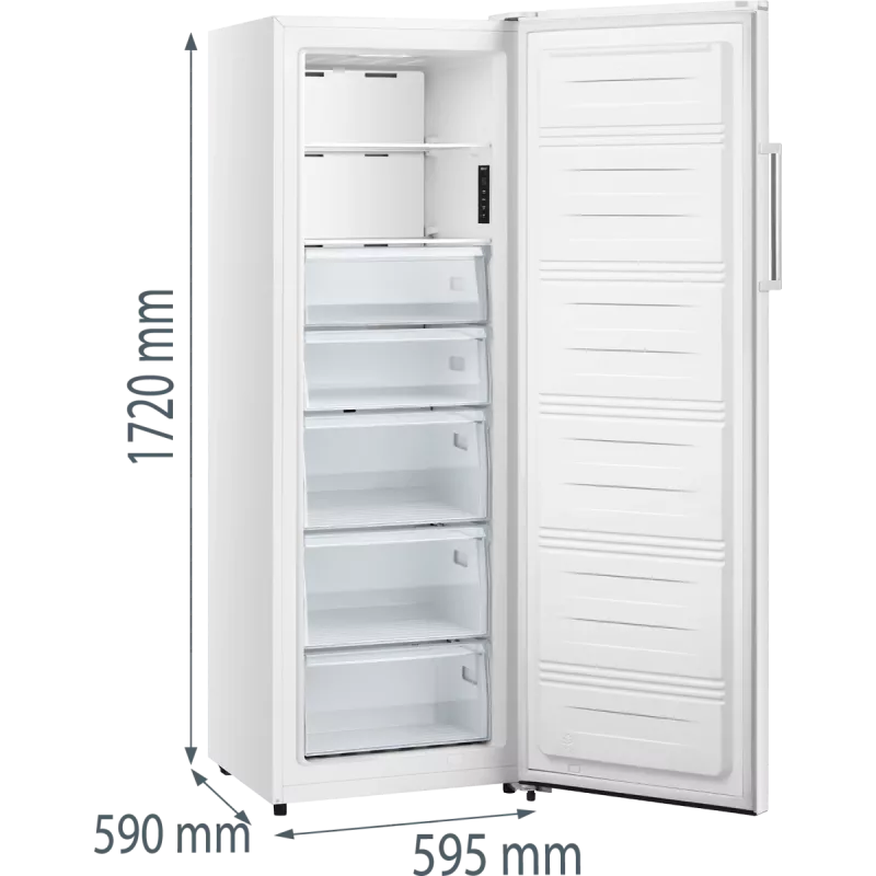 Zamrażarka słupkowa Gorenje FN617EEW5 — 240 L, No Frost, wysokość 172 cm, wolnostojąca, biała, Wyświetlacz, klasa energetyczna E