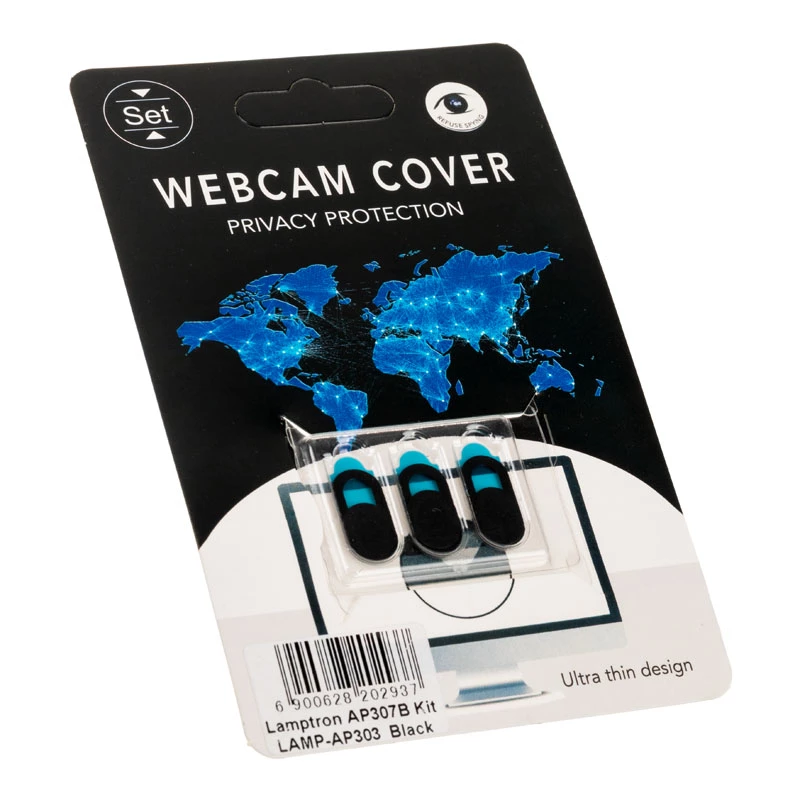 Zestaw osłon przesuwnych do kamer internetowych Lamptron LAMP-AP303, 3 sztuki, czarne