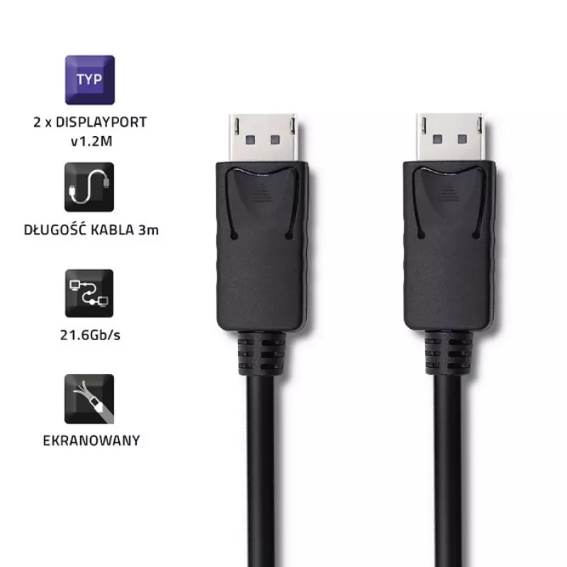 Kabel DisplayPort Qoltec 50374 3 m Czarny