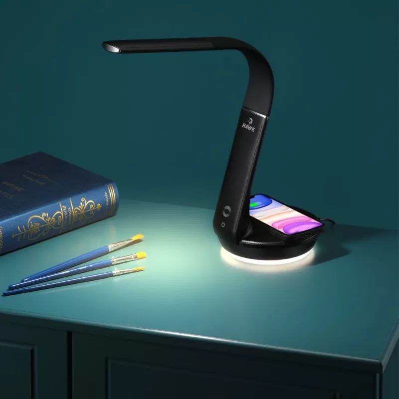 Lampa stołowa Hawk HW-LAMP02 Czarna — regulowana jasność, regulowane ramię