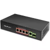 Przełącznik Ethernet PoE QOLTEC 52296 — 4 porty RJ45 PoE, 1 port uplink RJ45