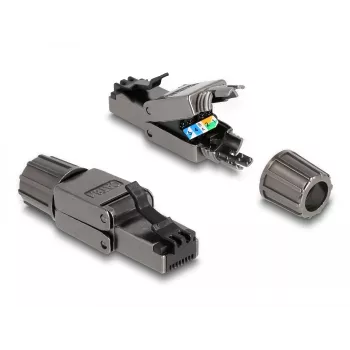 Kabel sieciowy DeLOCK wtyk RJ45 Kat.8.1 STP beznarzędziowy czarny