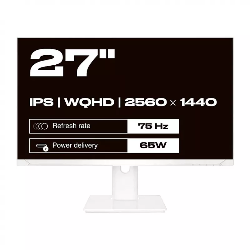 Monitor JAPANNEXT WQHD 68,6 cm (27) 2560x1440 pikseli, panel IPS, 8 ms, 75 Hz, AMD FreeSync, HDMI, DisplayPort (JN-IPS270WQHD75F-C65W-HSP-W)