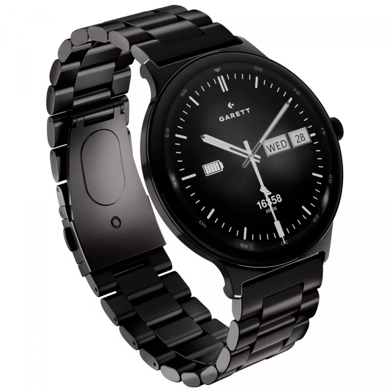 Smartwatch Garett Quantum — czarna stal nierdzewna