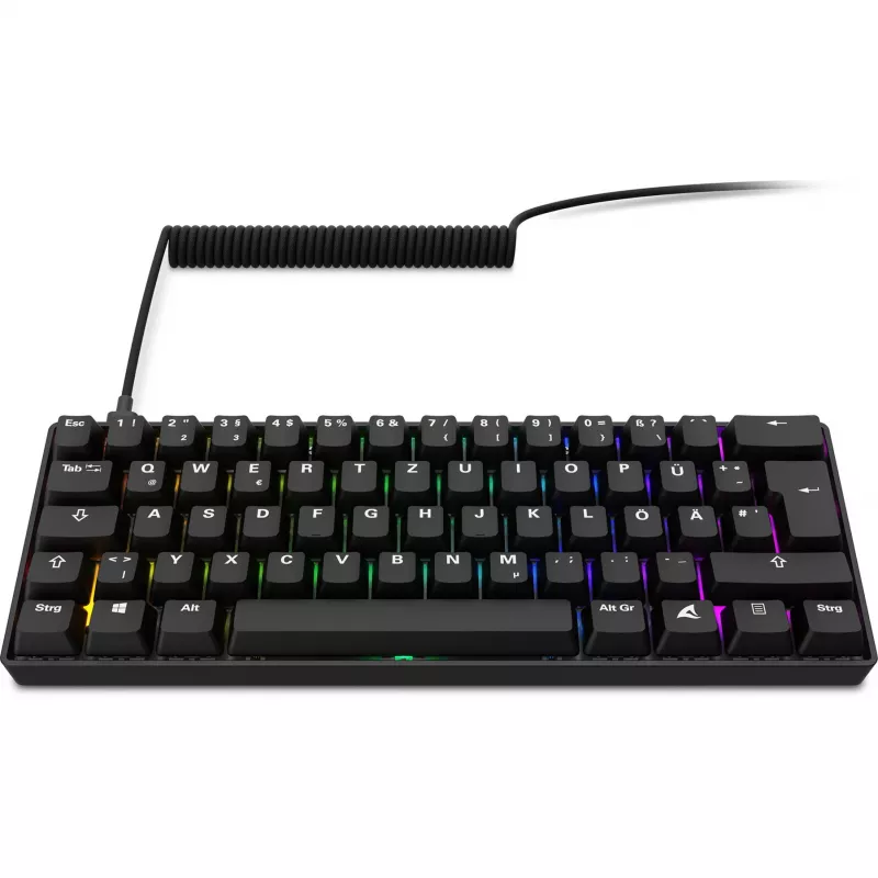 Klawiatura Sharkoon 100065630 60% przewodowa USB QWERTZ niemiecka czarna