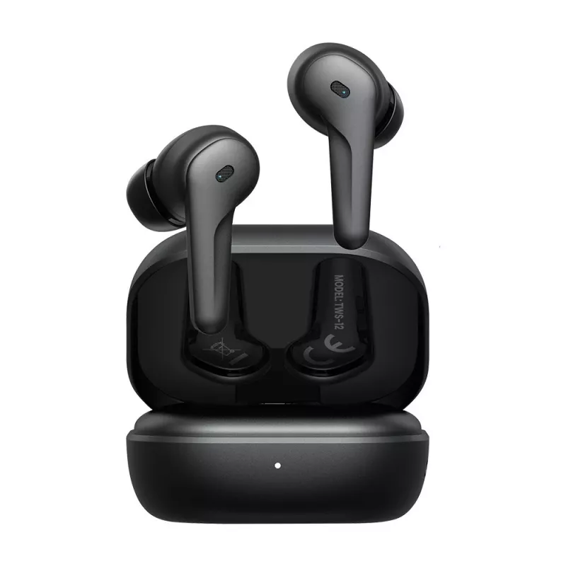Zestaw słuchawkowy douszny TWS SAVIO TWS-12, Bluetooth 5.3, wbudowany mikrofon, czarny
