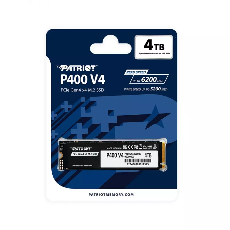 Solid State Drive PATRIOT P400 V4 4 TB M.2 NVMe (4000 GB, M.2, Czarny)