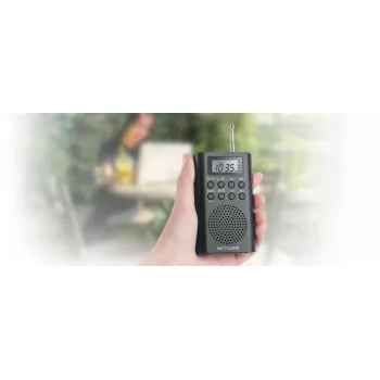 Przenośne radio Muse M-03 R z tunerem FM PLL, wyświetlaczem LCD, anteną zewnętrzną, czarne