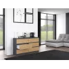Komoda Top e Shop M6 140 ANT/ART, 6 szuflad, Antracyt Dąb, 1380×750×400 mm