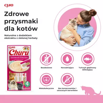 INABA Churu Tuńczyk o smaku krewetki - przysmak dla kota - 4x14 g