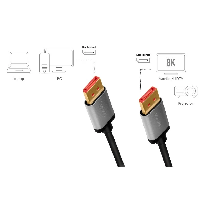 LogiLink CDA0106 Kabel DisplayPort Czarny Szary 3 M