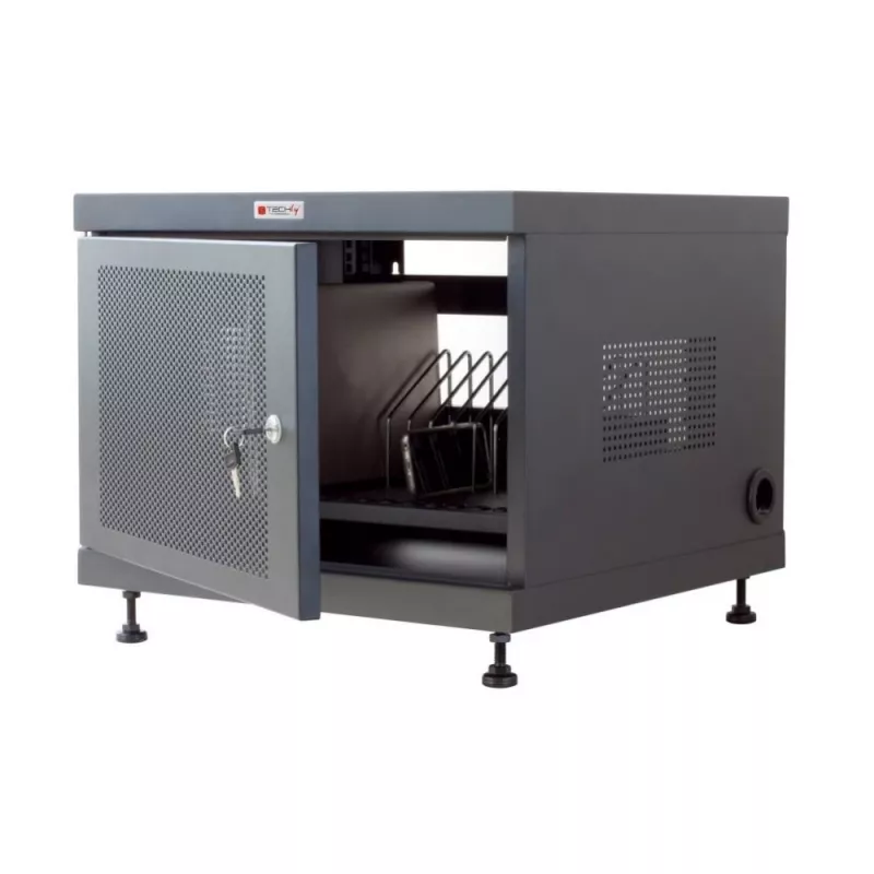 Półka rack TECHLY 367652 organizer kabli z mocowaniem samoprzylepnym 3M, stal, 550×550×410 mm, czarny