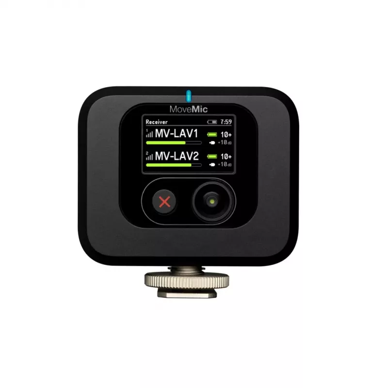 Bezprzewodowy odbiornik montowany na kamerze Shure MV-R-Z6 — 50–20000 Hz, zasięg 30 m, 12–15 V, 308×101×38 mm, 0,429 kg, czarny
