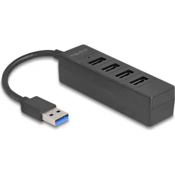 Hub USB DELOCK 64350 — 4-portowy USB 3.2 Gen 1 (Type-A), 5000 Mbit/s, 5 V/0.9 A, ABS, czarny