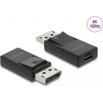 Adapter DELOCK DisplayPort na Mini DisplayPort 8K z obsługą HDR i HDCP, kabel USB w opakowaniu jednostkowym