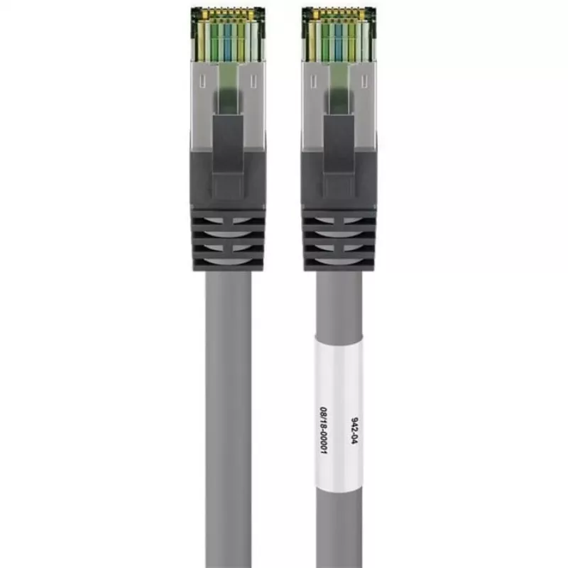 Kabel krosowy Goobay CAT 8.1, S/FTP (PiMF), szary, 0,5 m - LSZH bezhalogenowy, miedź AWG 24 (55135)
