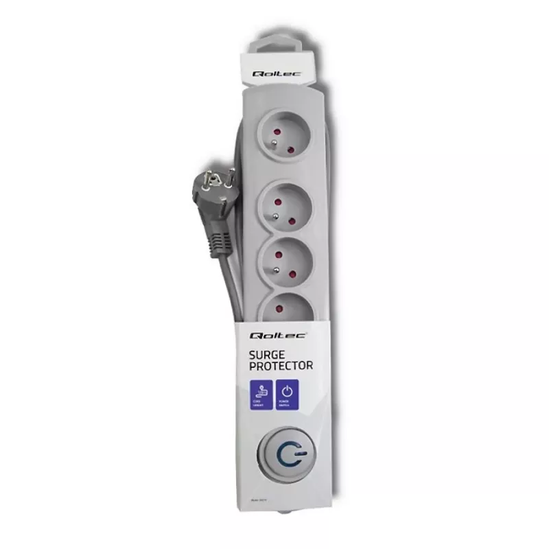 Listwa przeciwprzepięciowa Qoltec 50270 Szara 5 gniazd AC 230V