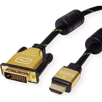 ROLINE 11.04.5896 Adapter kablowy wideo 1,5 m HDMI Typ A (Standard) DVI-D Czarny - Złoty (11.04.5896)