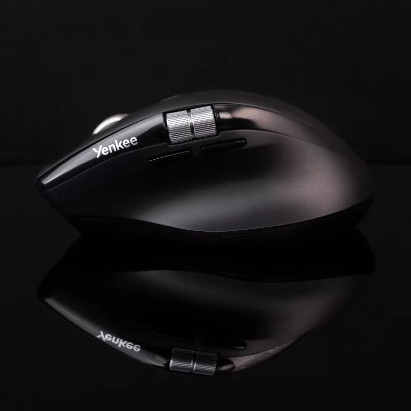 Mysz bezprzewodowa YENKEE SPIN DUAL 2095BK — kompaktowa mysz optyczna dwutrybowa, model YMS 2095B SPIN