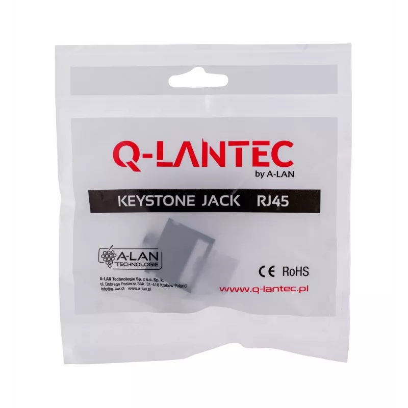 Keystone jack A-LAN MKB-U6-1 — RJ45 U/UTP Cat6, 22/26 AWG, obudowa ABS czarno-biała