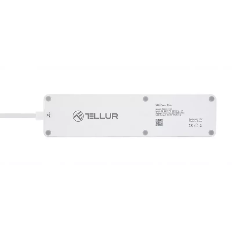 Listwa zasilająca Tellur — inteligentna listwa WiFi z 3 gniazdami AC i 4 portami USB (4A)