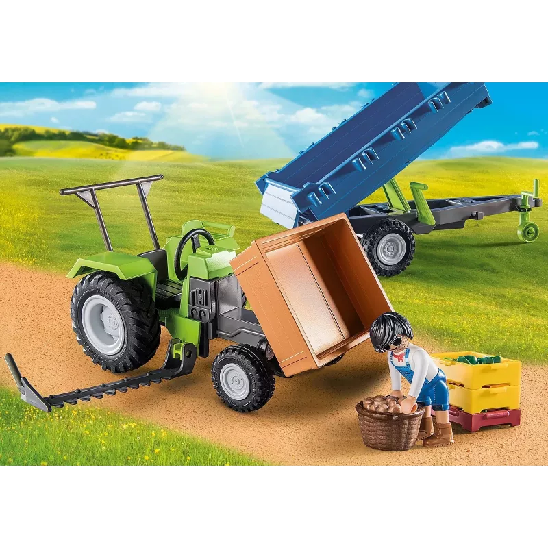 Traktor żniwny z przyczepą Playmobil - zabawa na niby i kreatywna dla dzieci w wieku 6-9 lat - Fat Brain Toys