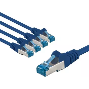Goobay CAT 6A kabel krosowy S/FTP PiMF 5 m niebieski zestaw 5 szt. - przewód miedziany CU (67532)
