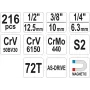 Zestaw kluczy nasadowych YATO YT-38841 1/4 inch, 3/8 inch, 1/2 inch