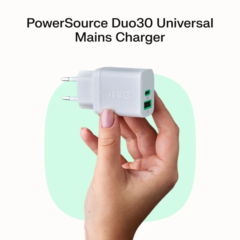 Zasilacz sieciowy zielony Cell PowerSource Solo30 30W Biały — ładowarka USB-C, moc 30 W