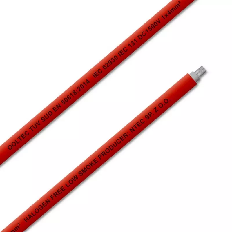Qoltec 53850 Fotowoltaiczny kabel solarny | 4mm² | 100m | czerwony