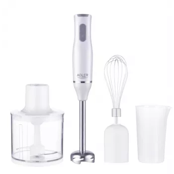 Adler AD 4620 zestaw blendera ręcznego, 800 W, 2 prędkości, rozdrabniacz 450 ml, pojemnik 750 ml, trzepaczka, biały