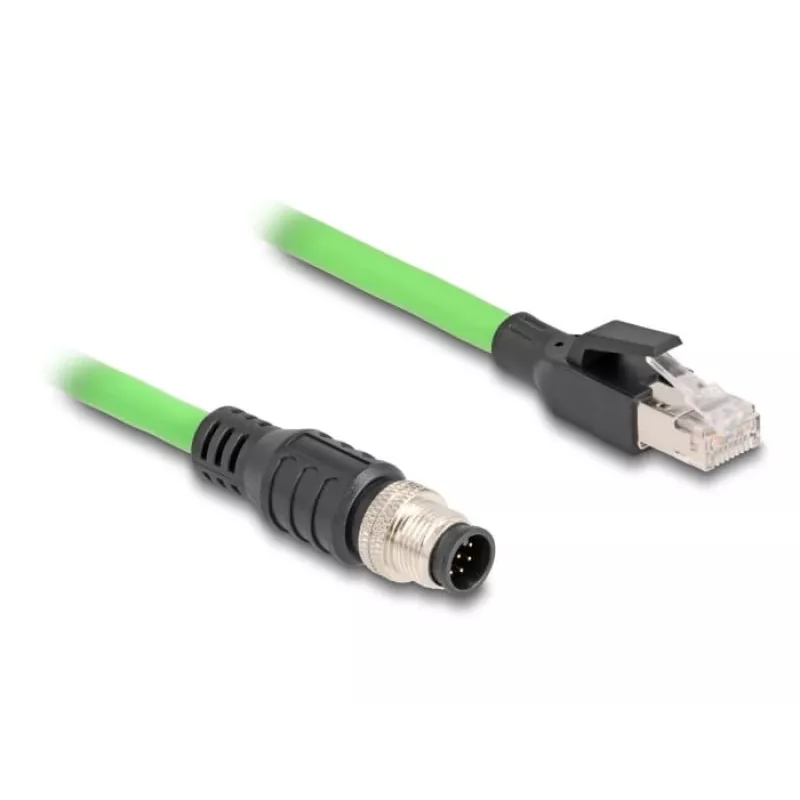 Kabel sieciowy DeLOCK M12 Kabel A-kodowany 8-pinowy męski na RJ45 męski PUR (TPU) 1 m