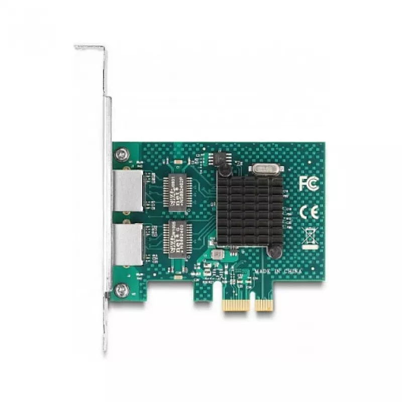 Karta DeLOCK PCI Express x1 na 2 x RJ45 Gigabit LAN BCM, szara