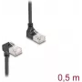 Kabel sieciowy DeLOCK RJ45 Cat.6A S/FTP cienki 90° 0,5 m Czarny