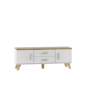 Cama RTV stand LOTTA 140cm Biały + sonoma oak
