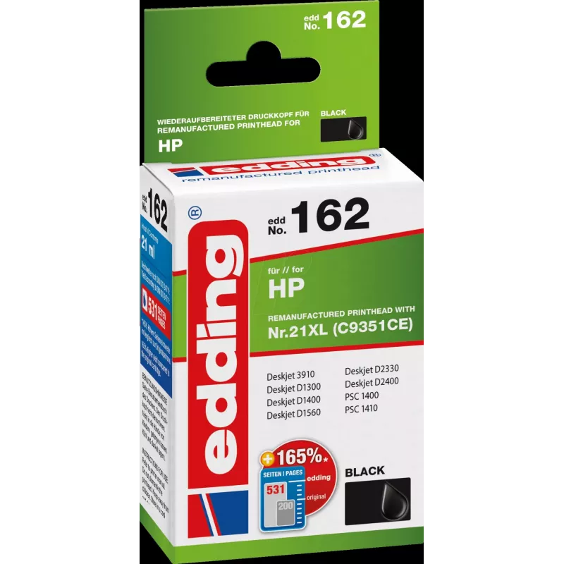 EDDING EDD-162 - Kompatibel - Schwarz - HP - Einzelpackung - HP Deskjet 3910 HP Deskjet 3920 HP Deskjet 3930 HP Deskjet 3940 HP Deskjet D1300 Serie HP