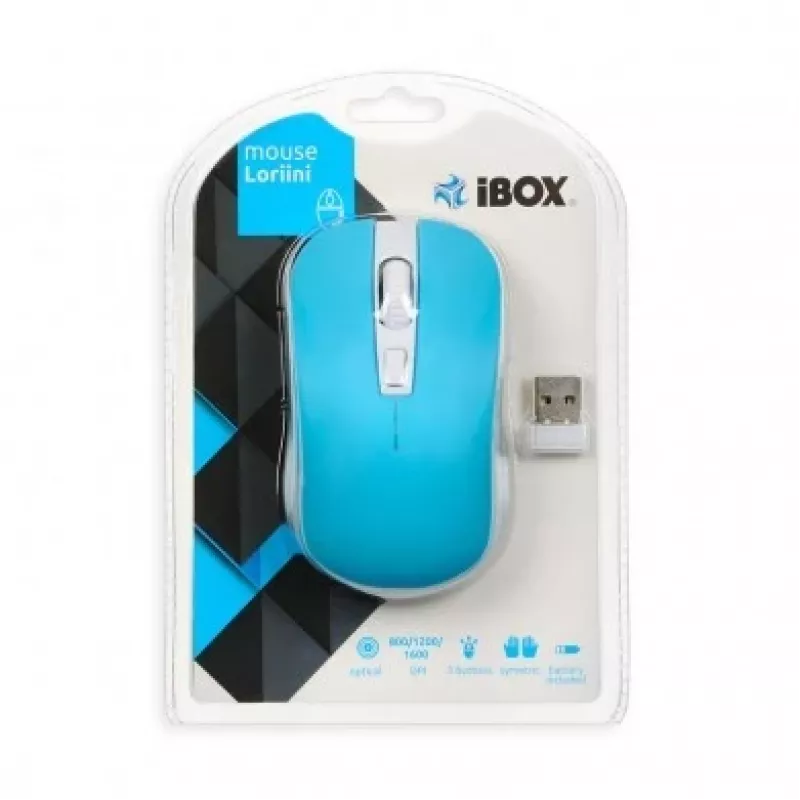 mysz IBOX LORIINI ambidextrous RF wireless optical 1600 DPI, 3 przyciski, nano odbiornik USB, zasięg 10 m