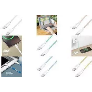 LogiLink Kabel USB 2.0 Type-C C/m> C/m Nylon 60W Niebieski - Kabel - Cyfrowy/Dane (CU0351)
