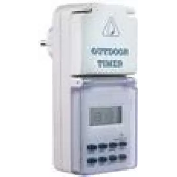 Cyfrowy włącznik czasowy AS Schwabe 24033 — programowalny zegar gniazdkowy, maks. 3500 W, bryzgoszczelny IP44