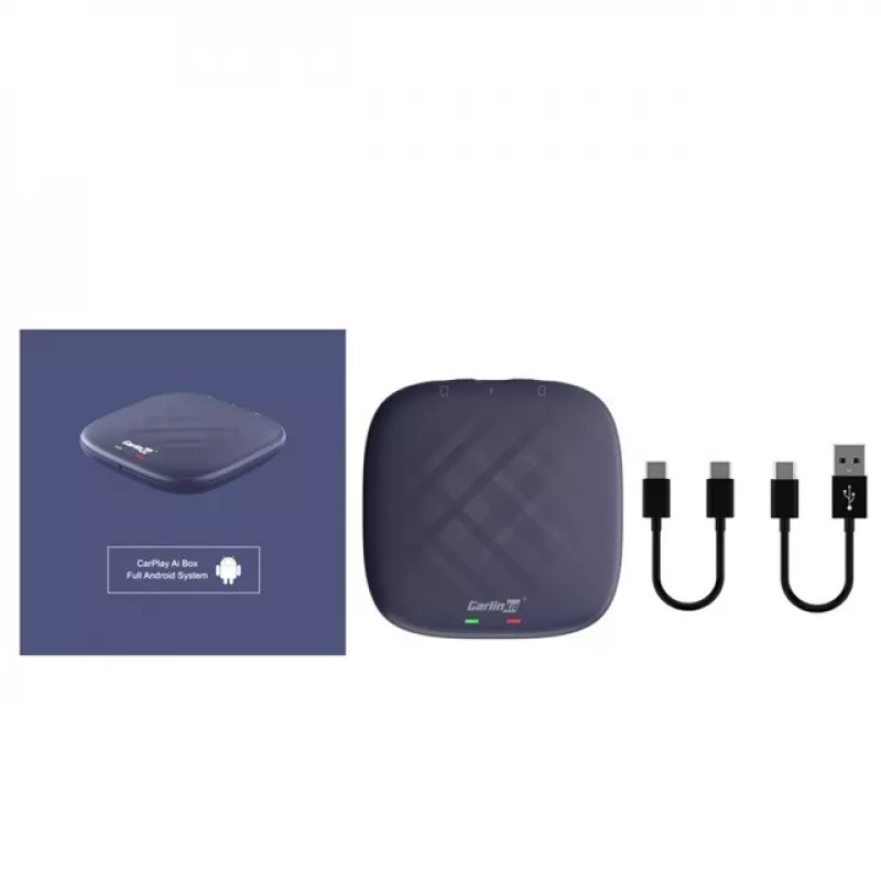 Adapter Wireless AI Box CARLINKIT z Android 13 - 8 GB + 128 GB do oryginalnych radioodtwarzaczy samochodowych z CarPlay, niebieski