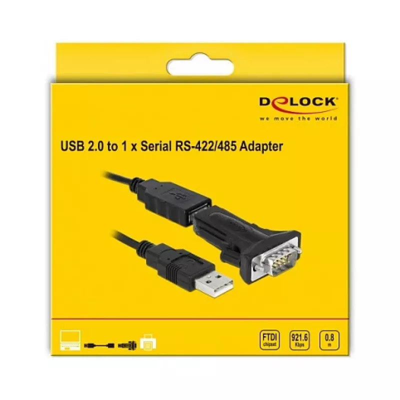 Kabel szeregowy DeLOCK 66286 USB Typ-A DB-9 Czarny 0,8 m