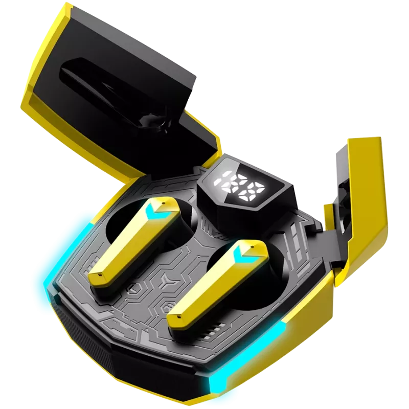Słuchawki Canyon GTWS-2 Bezprzewodowe Zaczepiane na Ucho do Gier USB Type-C Ładowarka Dokująca Żółty (CND-GTWS2Y)
