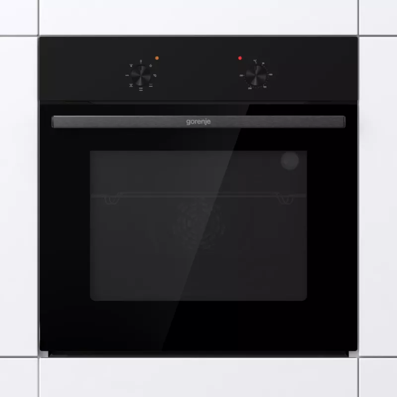 Piekarnik Gorenje | BO6615E01B | 60 L | Elektryczny | EnamelClean | Pokrętła wciskane | Wysokość 59,5 cm | Szerokość 59,5 cm | Czarny