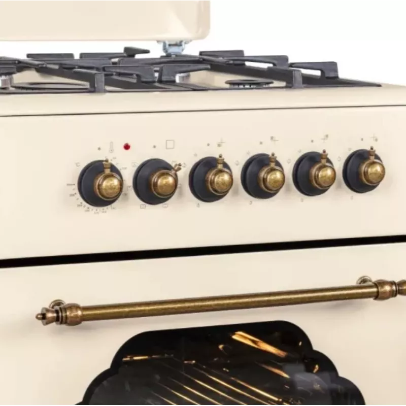 Kuchenka gazowo-elektryczna MPM MPM-56-KRM-14, 56 cm, 4 palniki gazowe, piekarnik elektryczny, kremowy