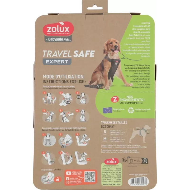 Szelki dla psa ZOLUX TRAVEL SAFE M, rozmiar M, czerwone